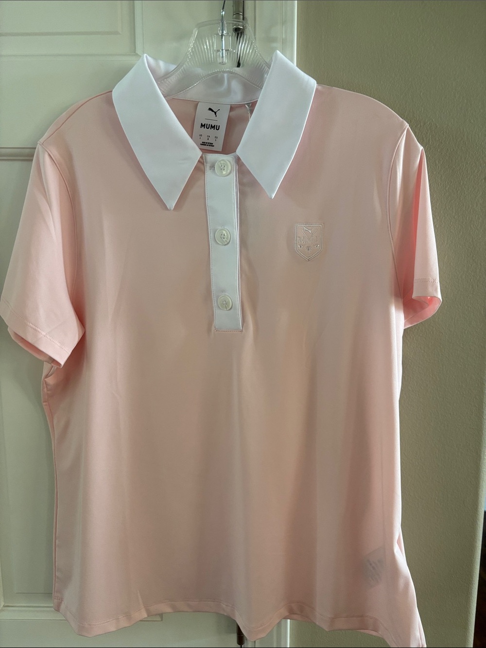 Mumu Puma darling pink and white golf shirt